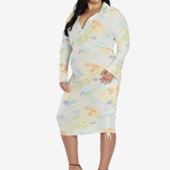 Bar III Nicole Williams English tie dye midi/mini dress Women’s size 1X bodycon - Picture 9 of 9